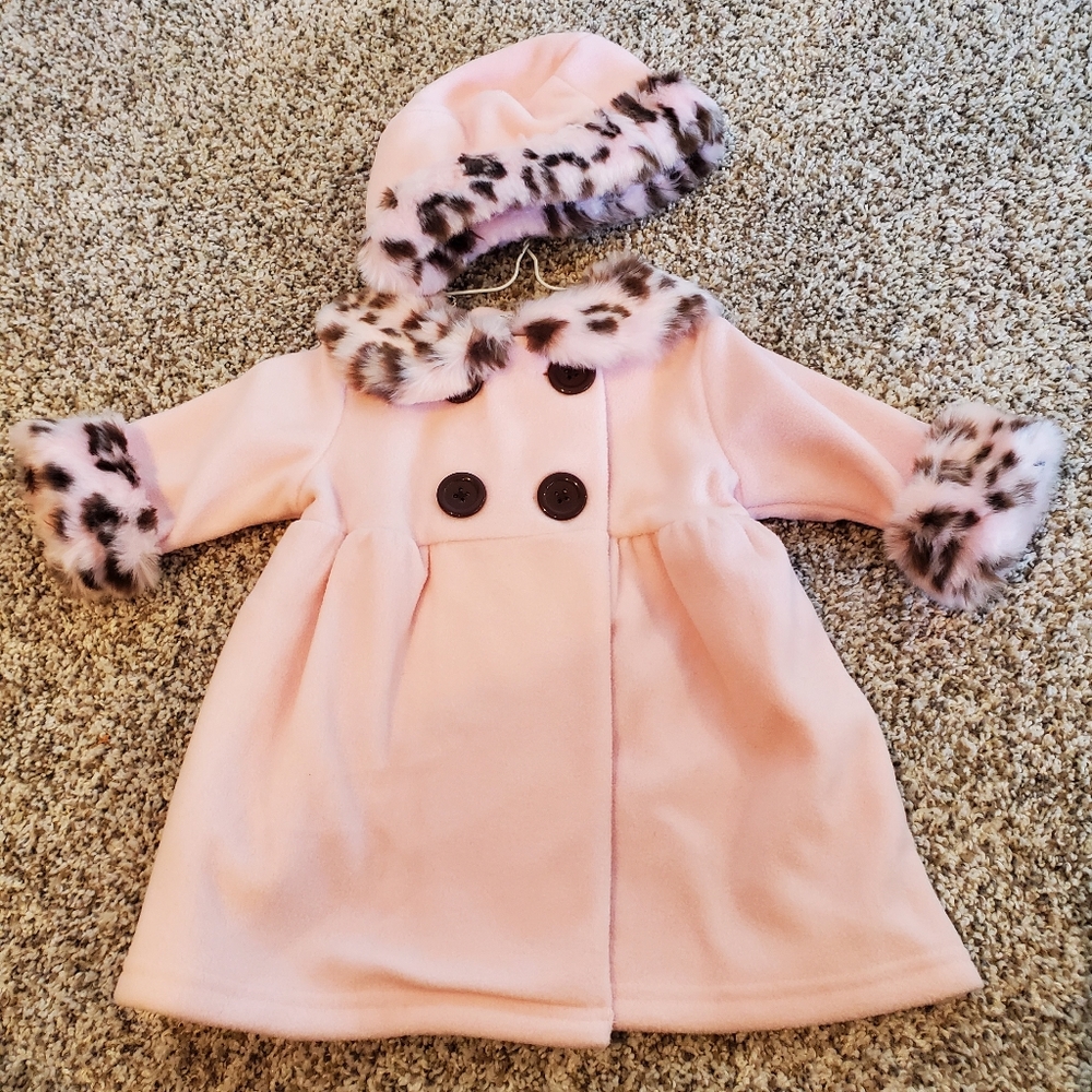 Adorable pink coat with matching hat